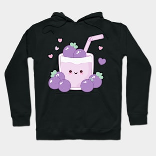 Cute Kawaii Blueberry Smoothie with Hearts | Design for Kawaii Food Lovers Hoodie